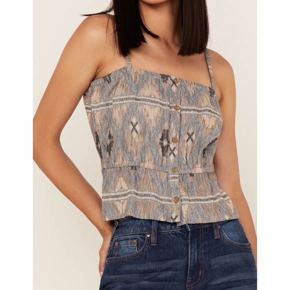 CLEO + WOLF WOMEN'S SOUTHWESTERN PRINT RELAXED STRAPPY TANK TOP - Picture 3 of 5